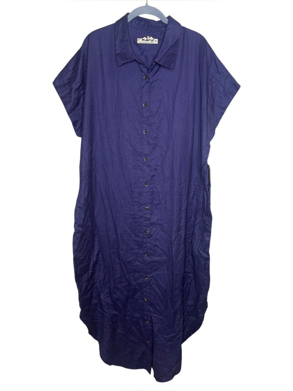 Kavu kuta shirt dress Purple blue button down NWT women’s size xl organic cotton